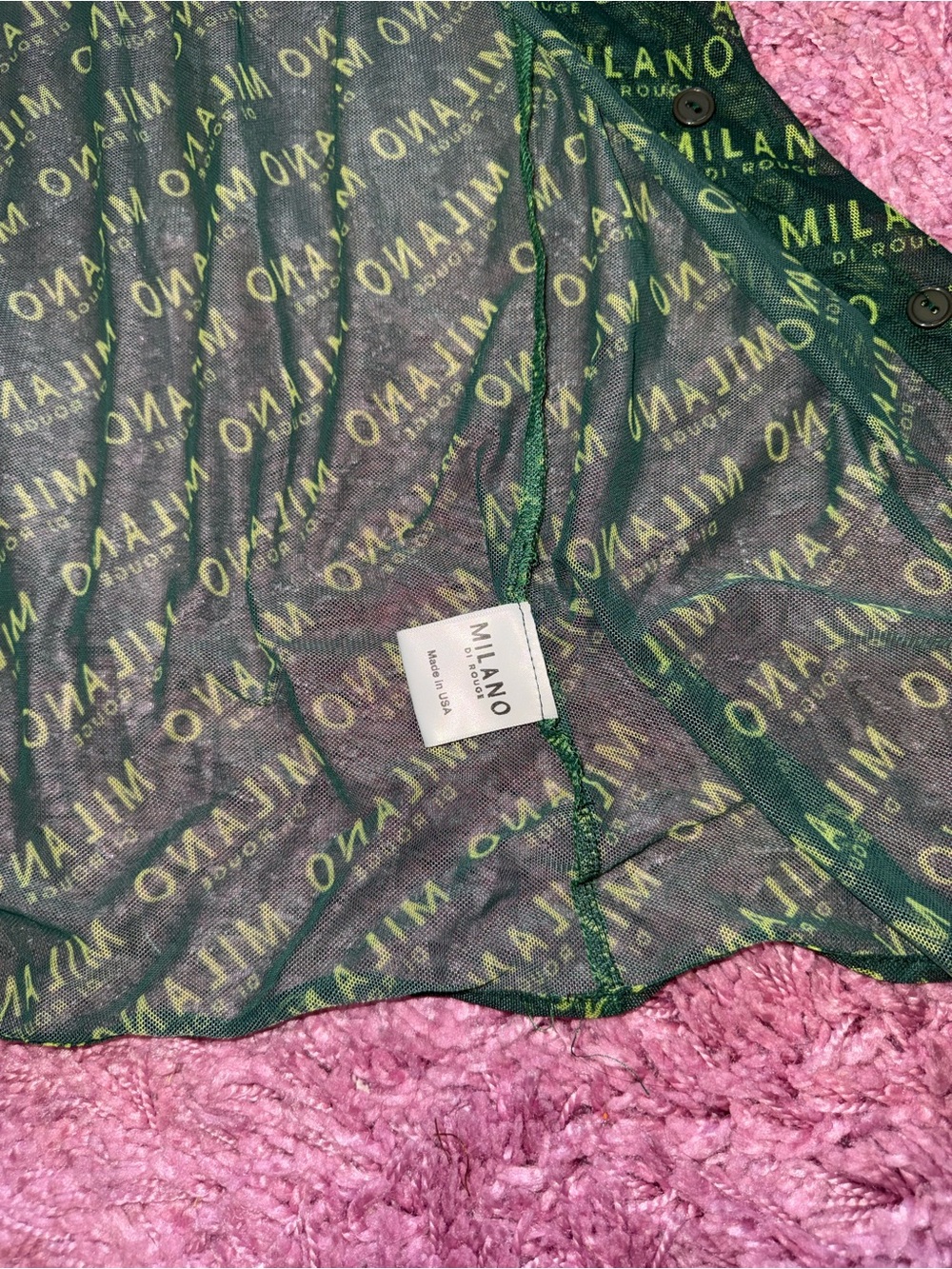 Milano Green Logo Mesh Cover-Up with Neon Text - Picture 2 of 3